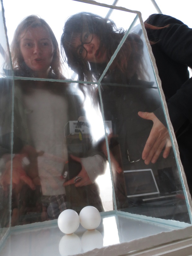 Nina Sweeney & Katrina del Mar show off their huevos with Terence Koh